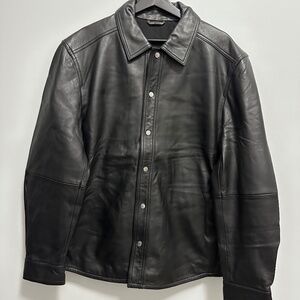 Mango leather shirt jacket